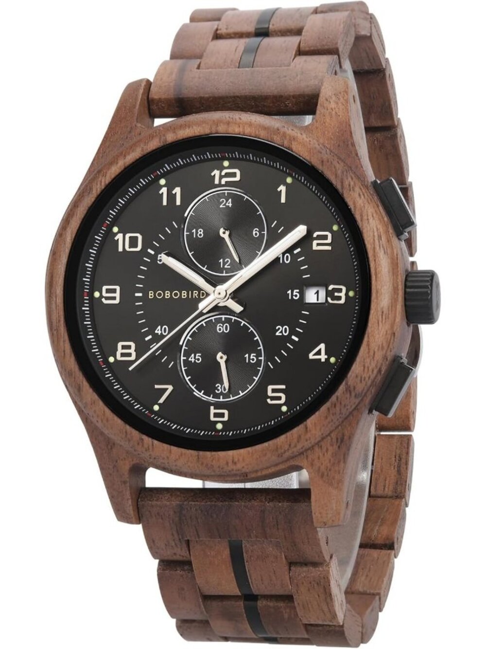 Handmade Wooden Chronograph Watch for Men - Stylish Multi-Function Quartz